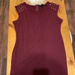Maroon Bodycon studded dress